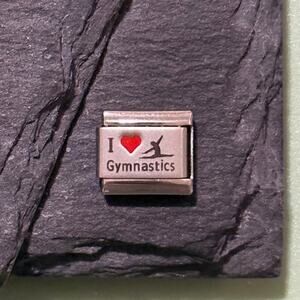 I ❤️ Gymnastics Italian Charm Bracelet Link